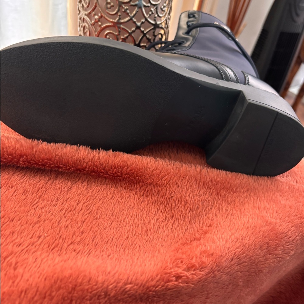 Prada Women's Re-Nylon Navy Combat Boots - Picture 5 of 8